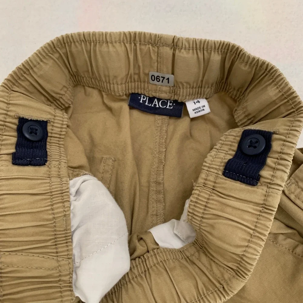 The Children's Place Jogger Pants BIG BOY Size 14‎ Khaki Tan Pull On Adjustable